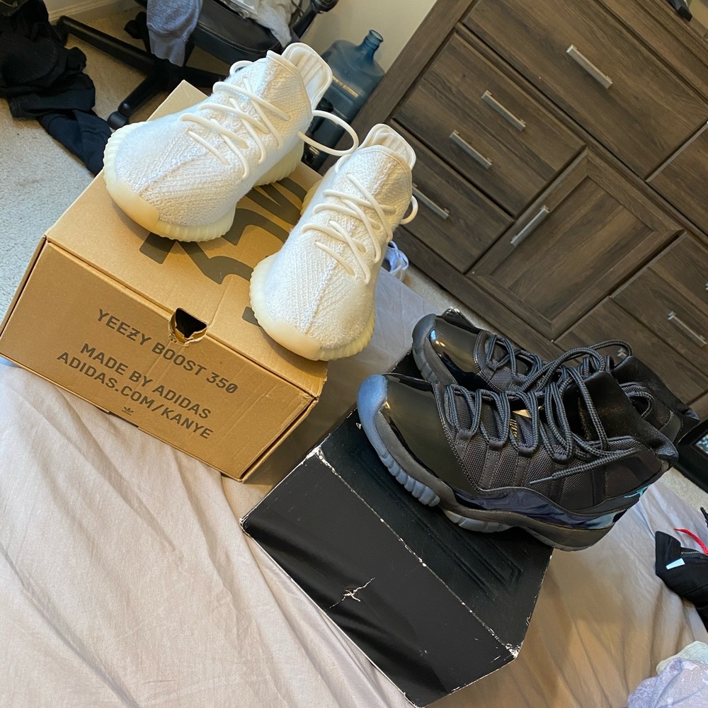 Yeezy White Cream 350’s & Jordan Gamma Blue 12’s - Picture 1 of 5
